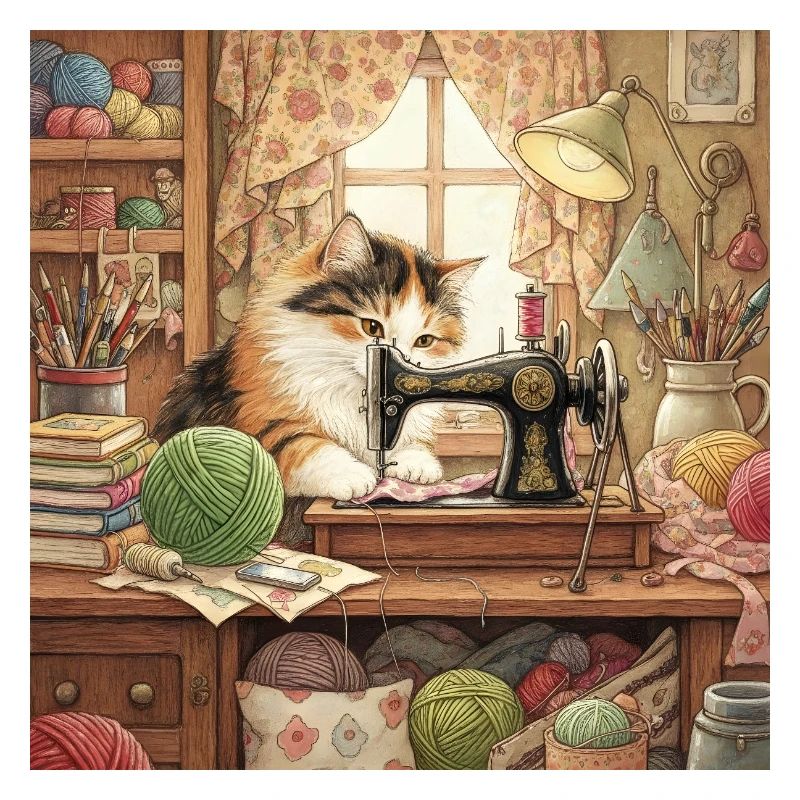 Cat Studio Sewing Machine Cuddling