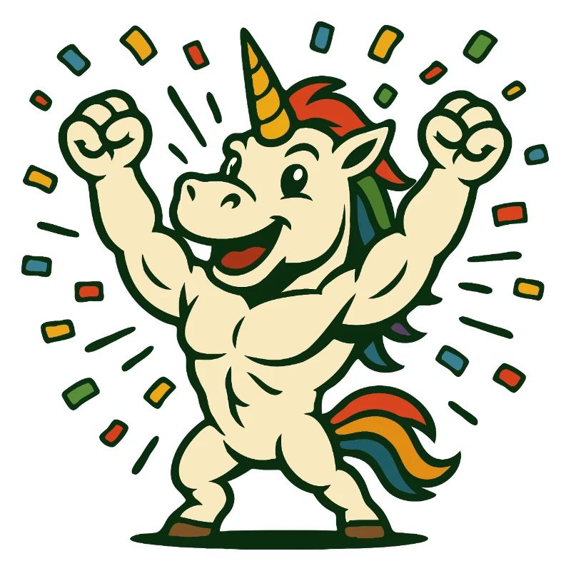 Feier starker Einhorn-Flexing-Partykunst