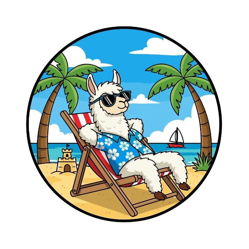 Cool Llama Beach Vacation Summer Vibes