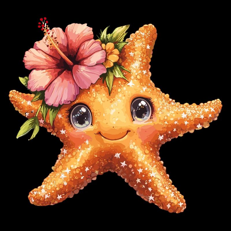Étoile de mer douce avec fleur d’hibiscus