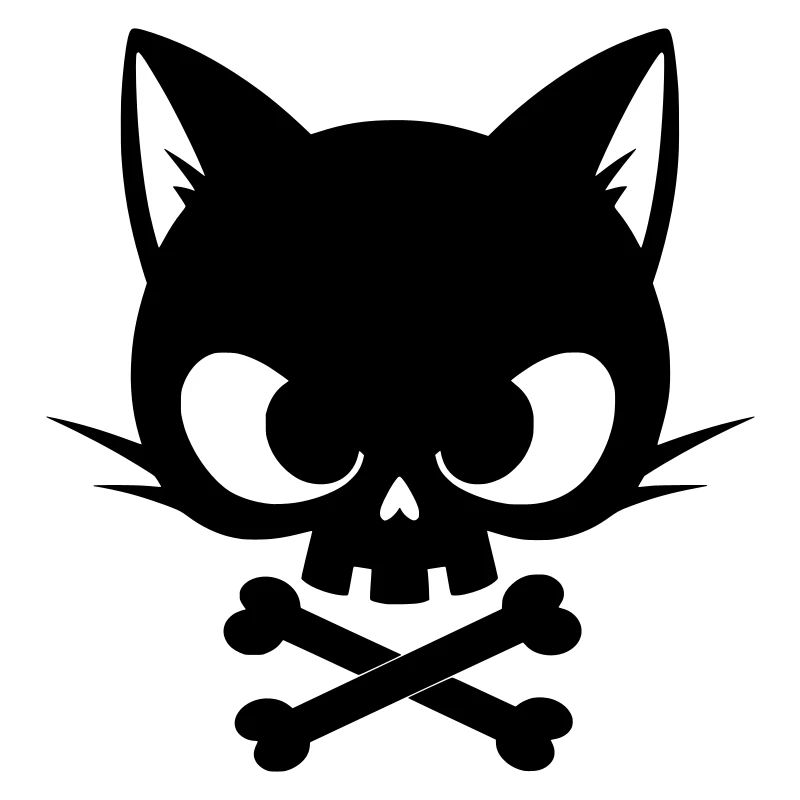 Crâne de chat avec os | Icône gothique mignonne