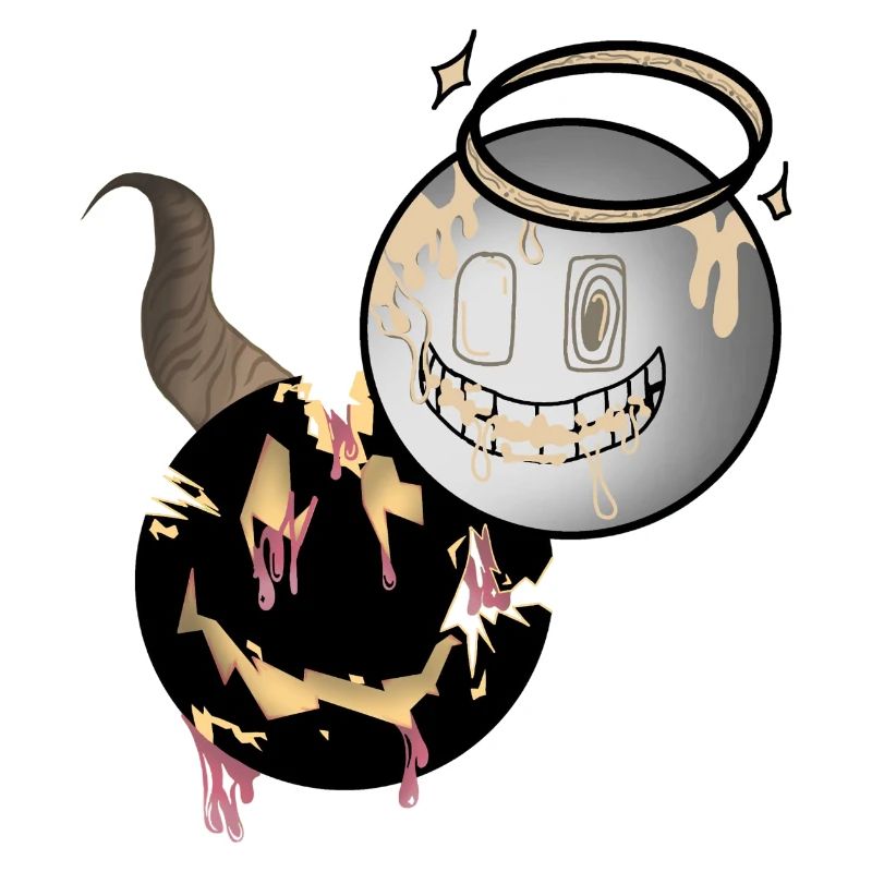 Melting Faces Angel and Devil Design