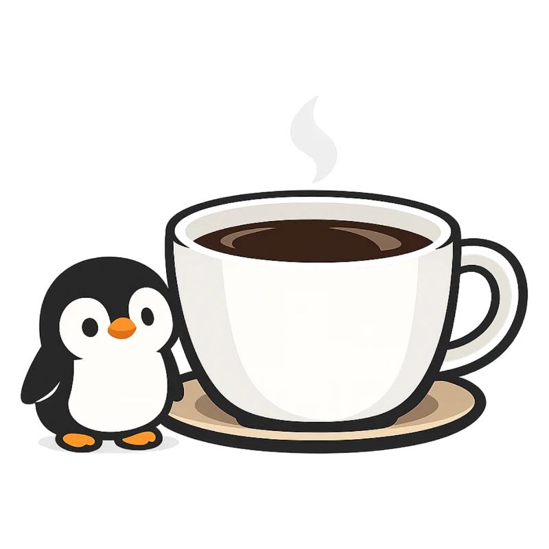Pingouin à café avec design de tasse