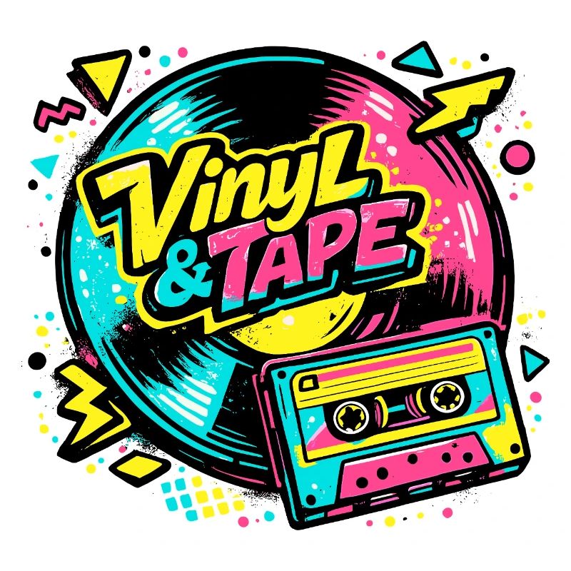 Vinyle & Cassette Néon Rétro