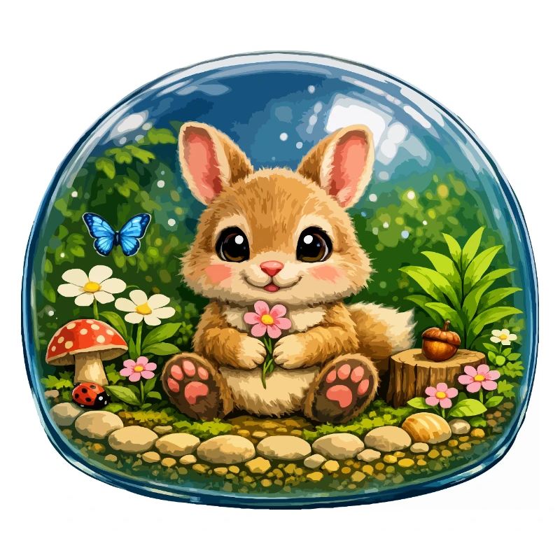 Cute Rabbit in Forest Bubble