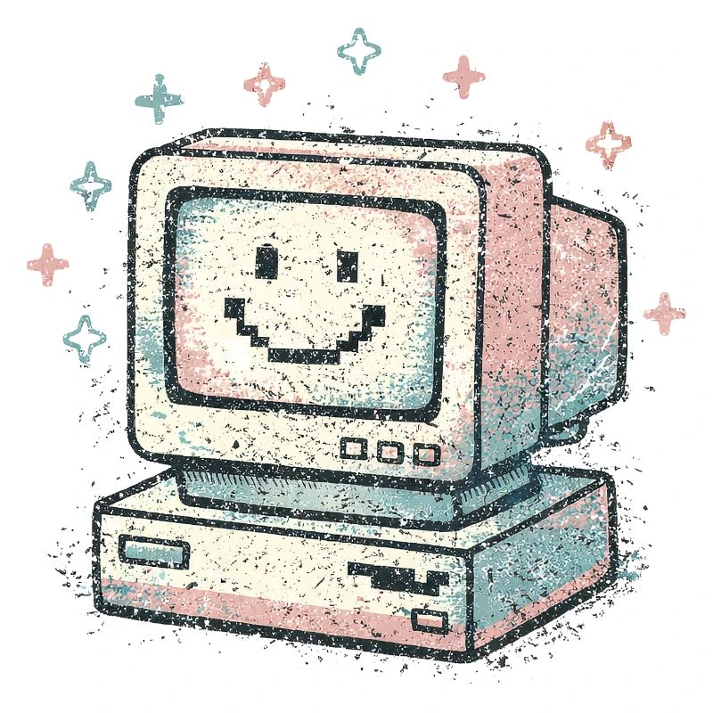 Cute Retro Computer Vintage 80s Tech Style