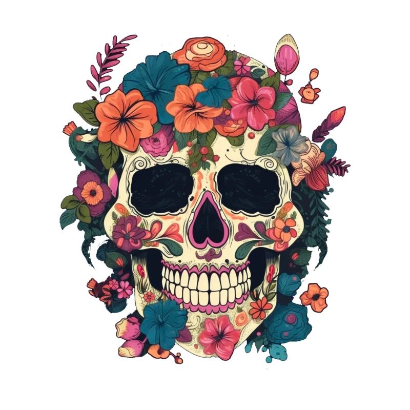 Crâne composé de fleur