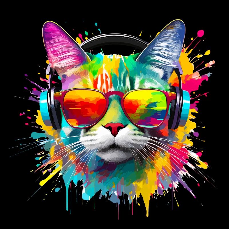 Chat couleur look Hipster