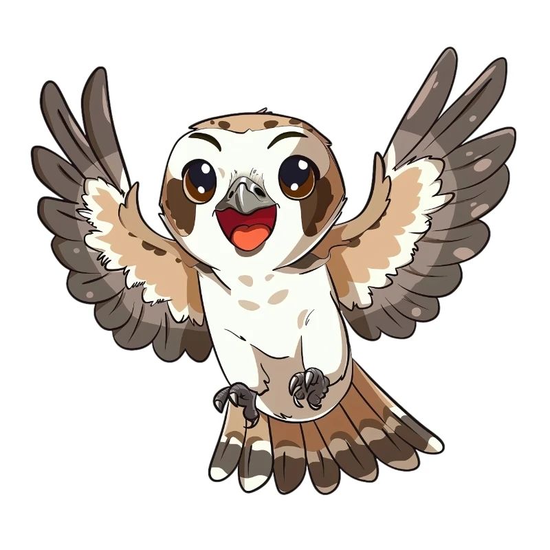 Faucon joyeux déployant les ailes