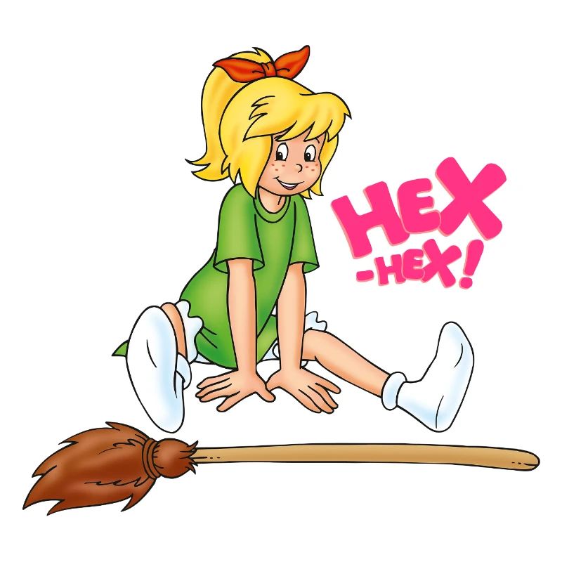 Bibi Blocksberg assise avec de la purée de pommes de terre HEX-HEX !