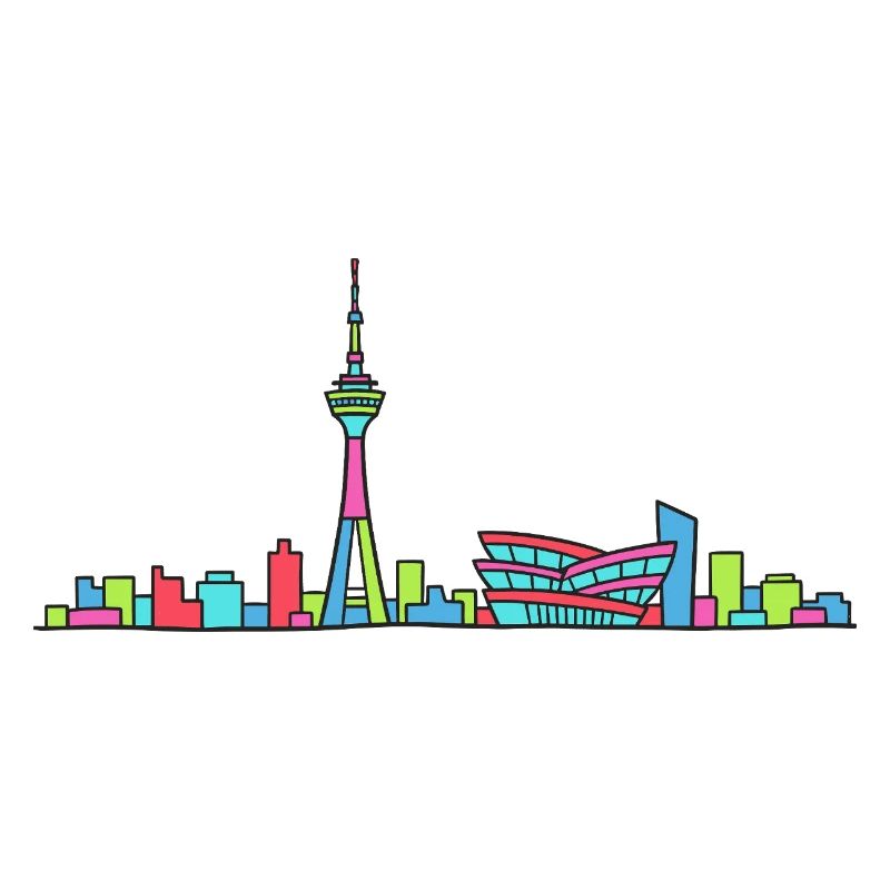 Stuttgarter Stadtskyline Fernsehturm Moderne Linienzeichnung