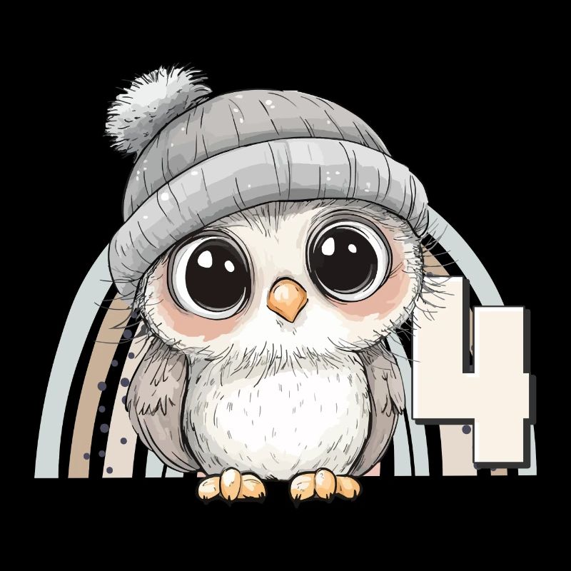 4. Geburtstag Eule Regenbogen Süß Niedlich