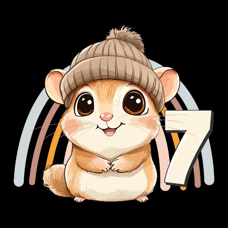 7ème anniversaire Hamster Arc-en-ciel Mignon Mignon