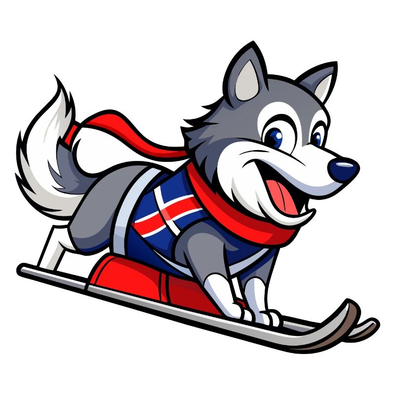 Determined Norwegian Elkhound Sled Racer