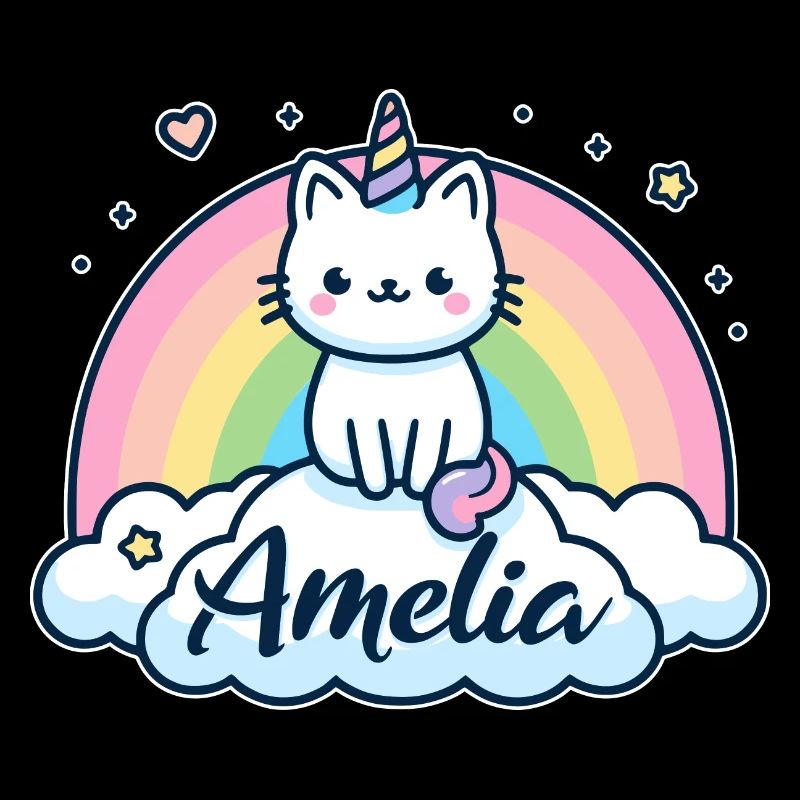 Amelia nom Prénom Licorne Chat