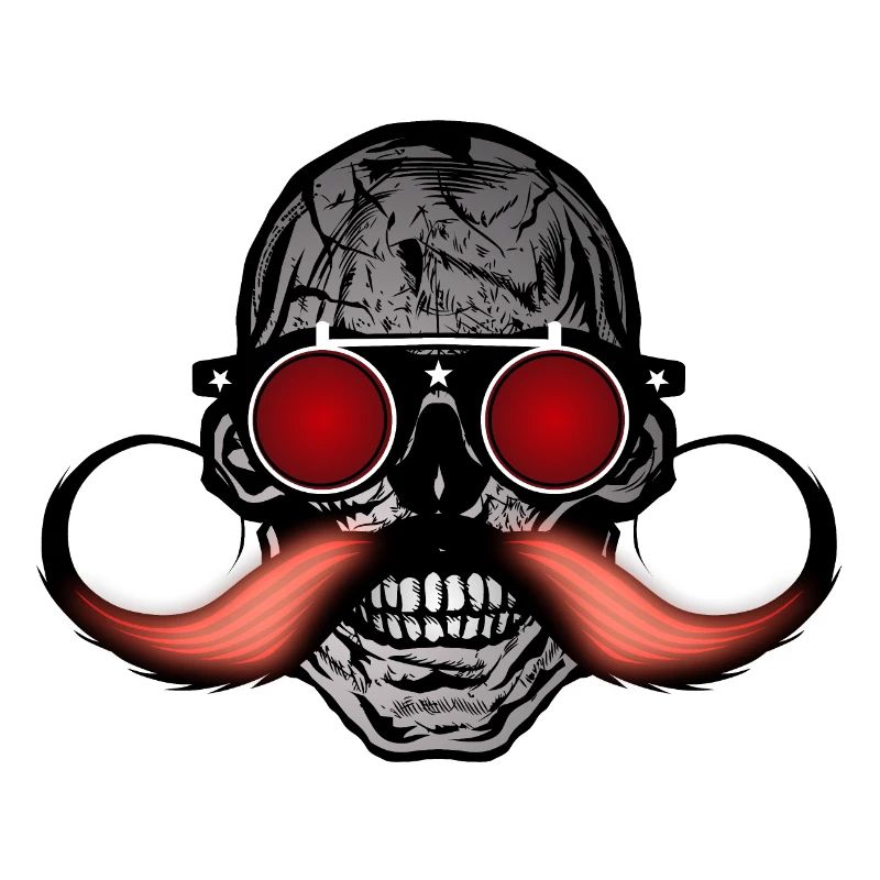 Todeskopf Hipster Schädel Schnurrbart Schnurrbart