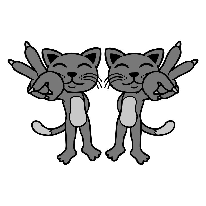 2 Katzen Peace Zeichen