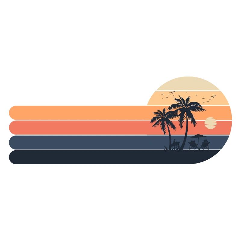 Retro sunset palm Trees