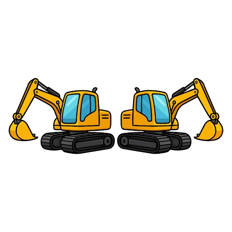 Silhouette de machine de construction double