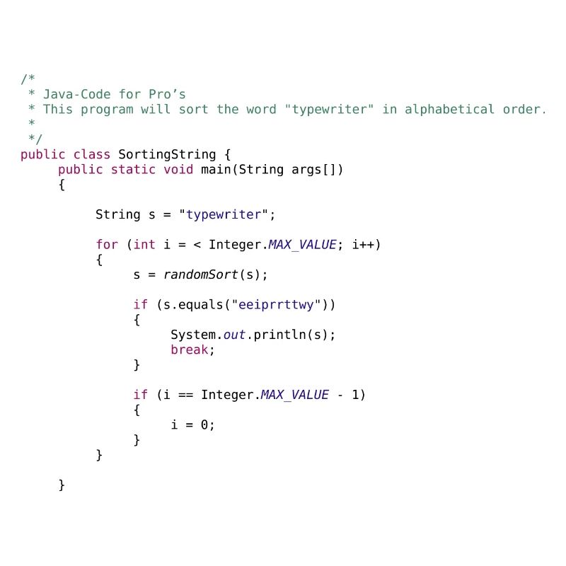 lustiger Java Code zum Sortieren