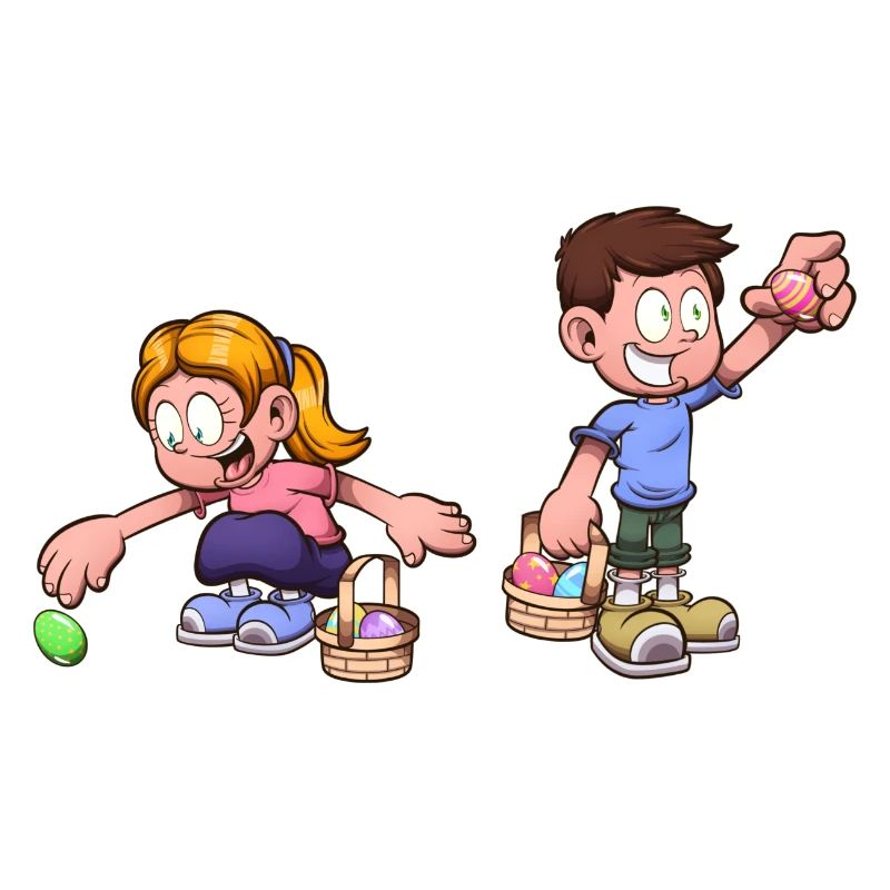 Kids Doing An Easter Egg Hunt