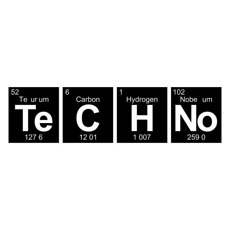 Techno Schriftzug Periodensystem Elemente Symbole