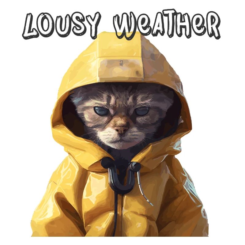 Chat en imperméable Cadeau Météo Médiocre
