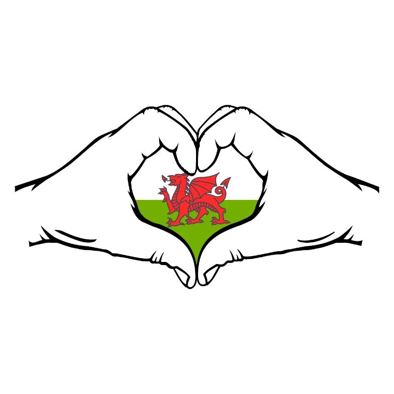 Drapeau du Pays de Galles en forme de coeur
