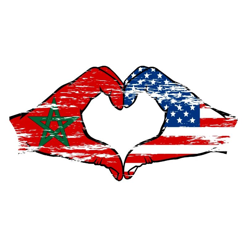 Morocco USA heart shape with hands used