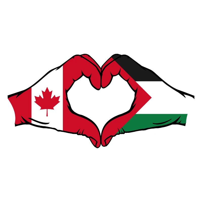 Canada Palestine en forme de coeur avec les mains