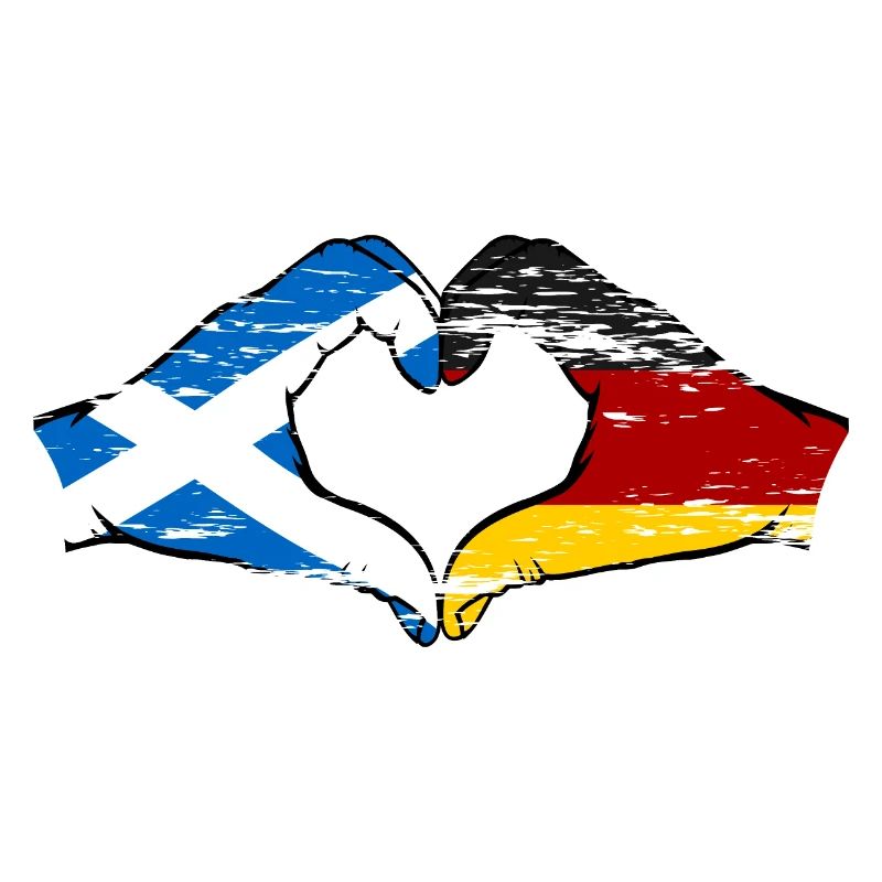 Scotland Germany Flag Hands Heart Shape Used