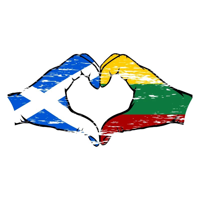Ecosse Lituanie Drapeau Mains Coeur Forme Utilisé