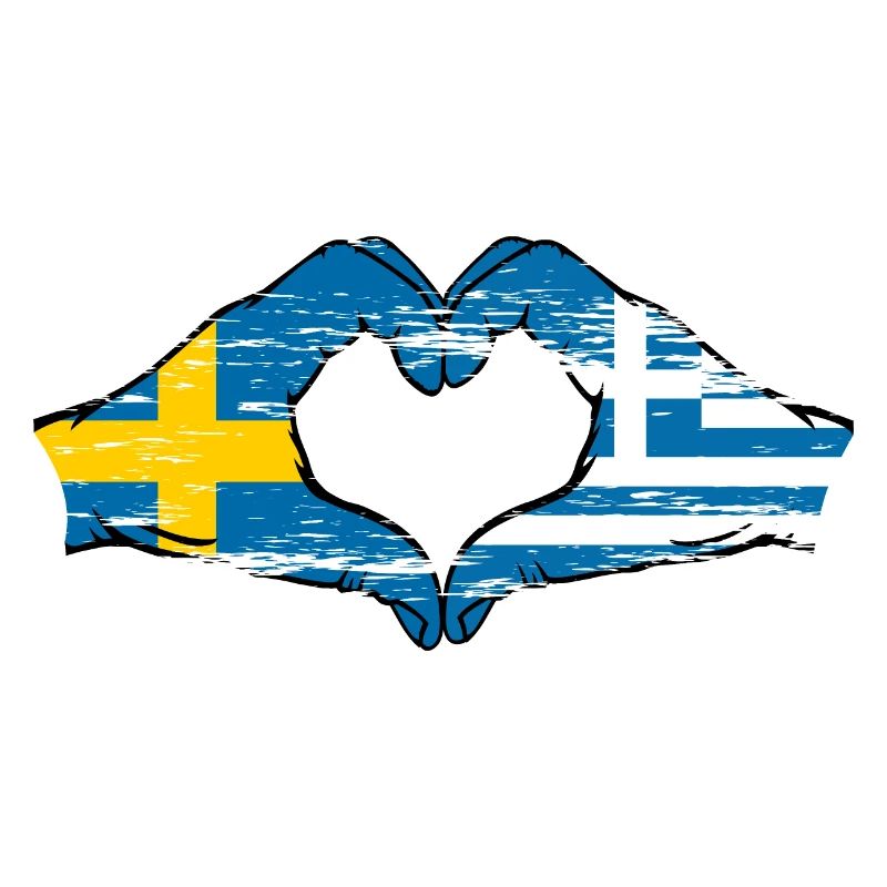 Suède Grèce Drapeau Mains Coeur Forme Utilisé