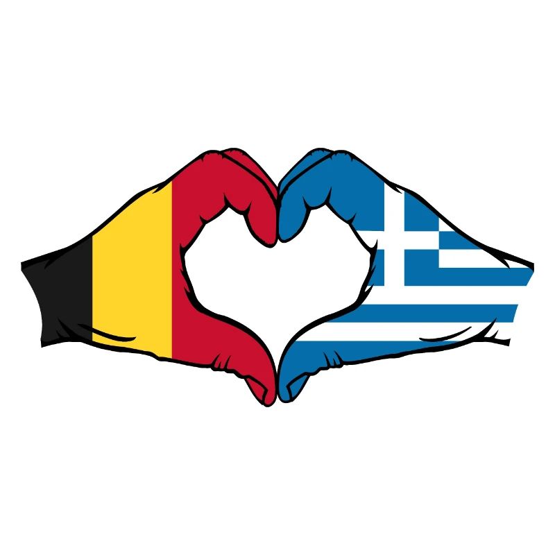 Belgique Grèce Drapeau Mains Coeur Forme