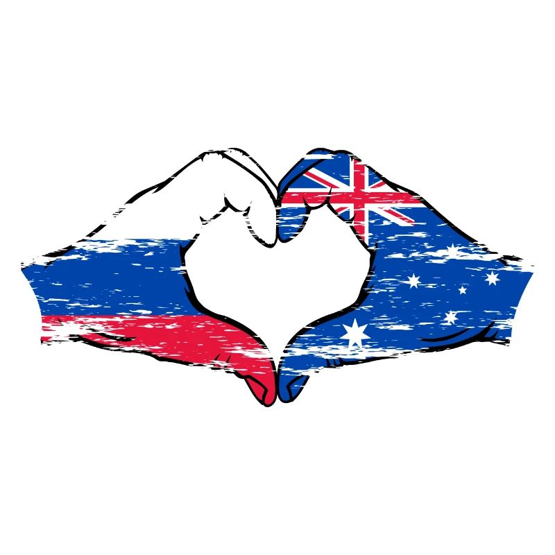 Drapeau de la Russie Australie Forme Coeur Utilisé