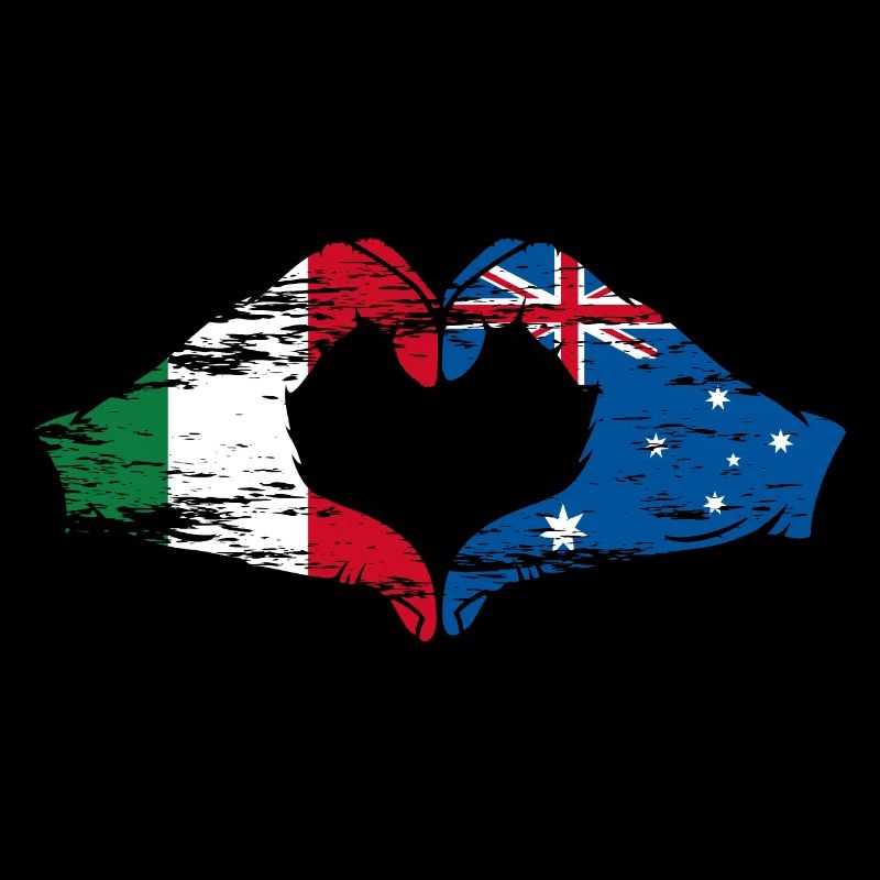 Italy Australia Flag Heart Shape Used
