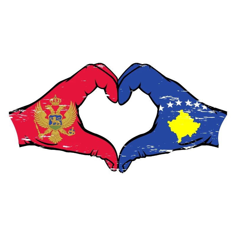 Monténégro Kosovo drapeau mains forme de coeur utilisé