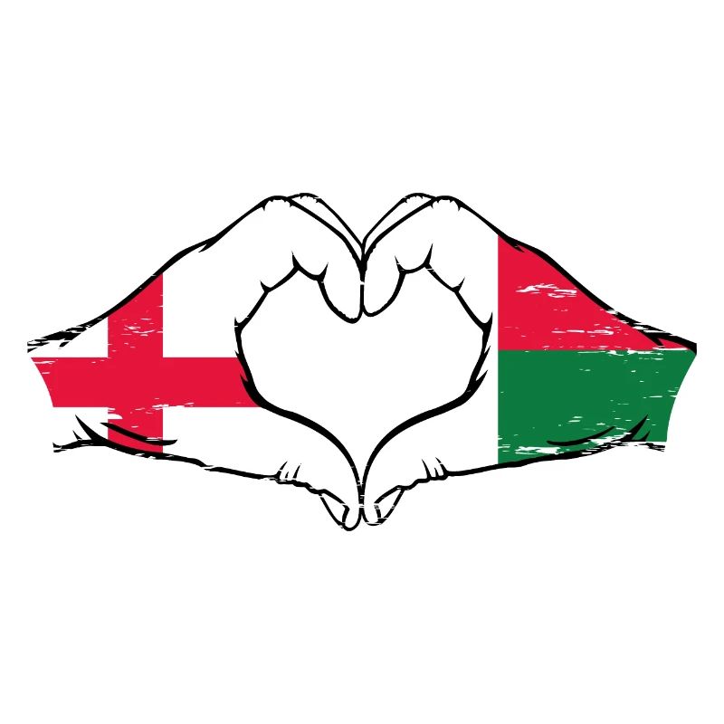 Angleterre Madagascar drapeau mains forme de coeur utilisé