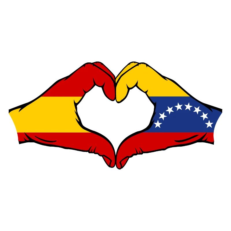 Espagne Venezuela drapeau mains forme de coeur