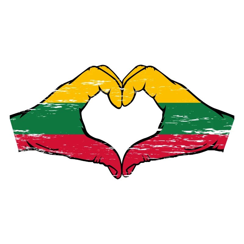 Drapeau de la Lituanie mains forme de coeur utilisé