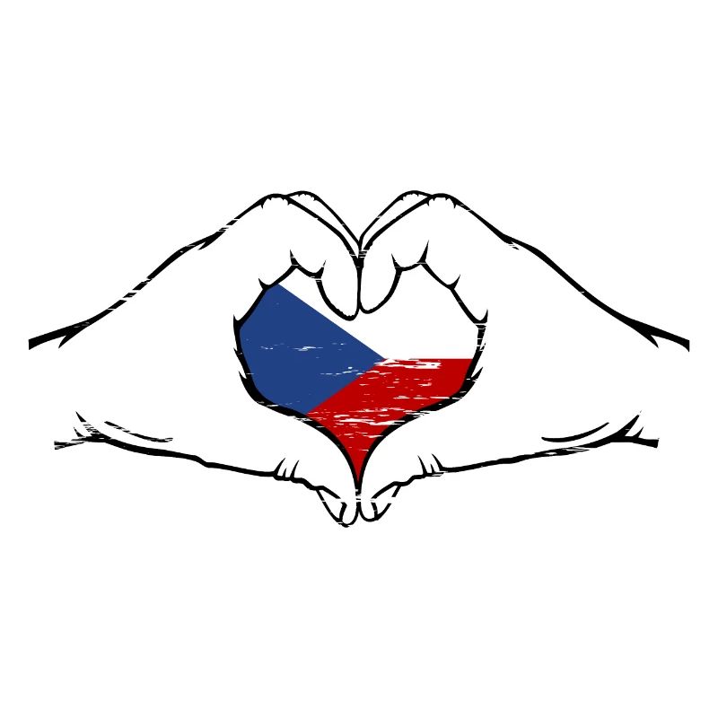 Drapeau de la République Tchèque Mains Coeur Forme Utilisé