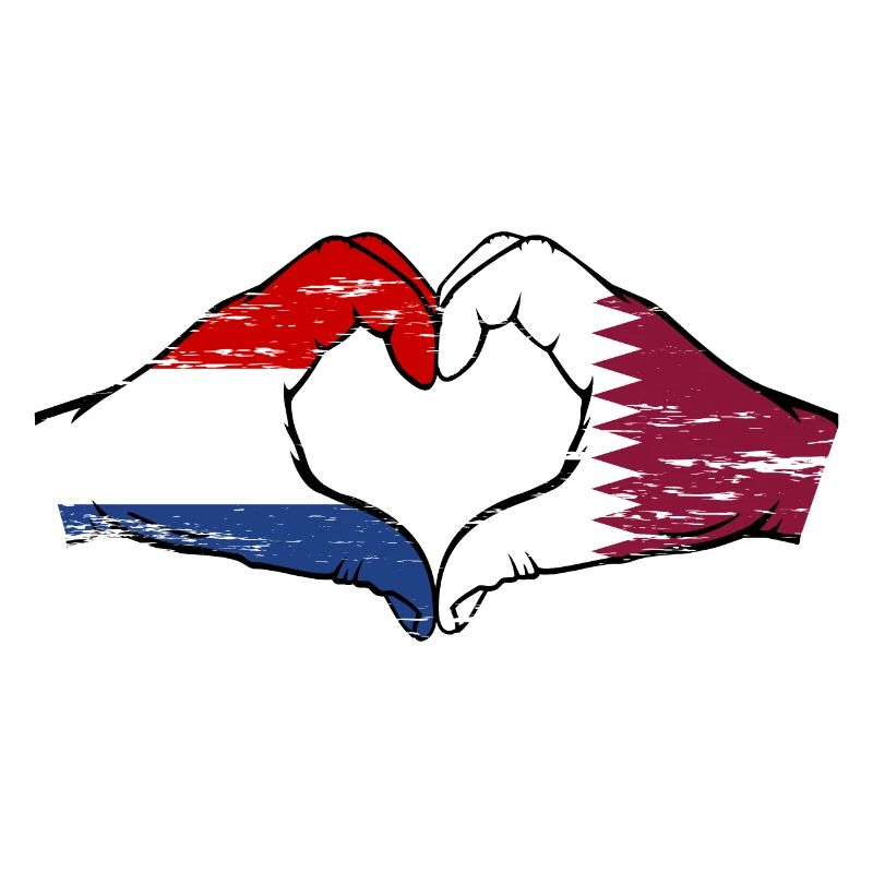 Hollande Qatar drapeau mains forme de coeur utilisé