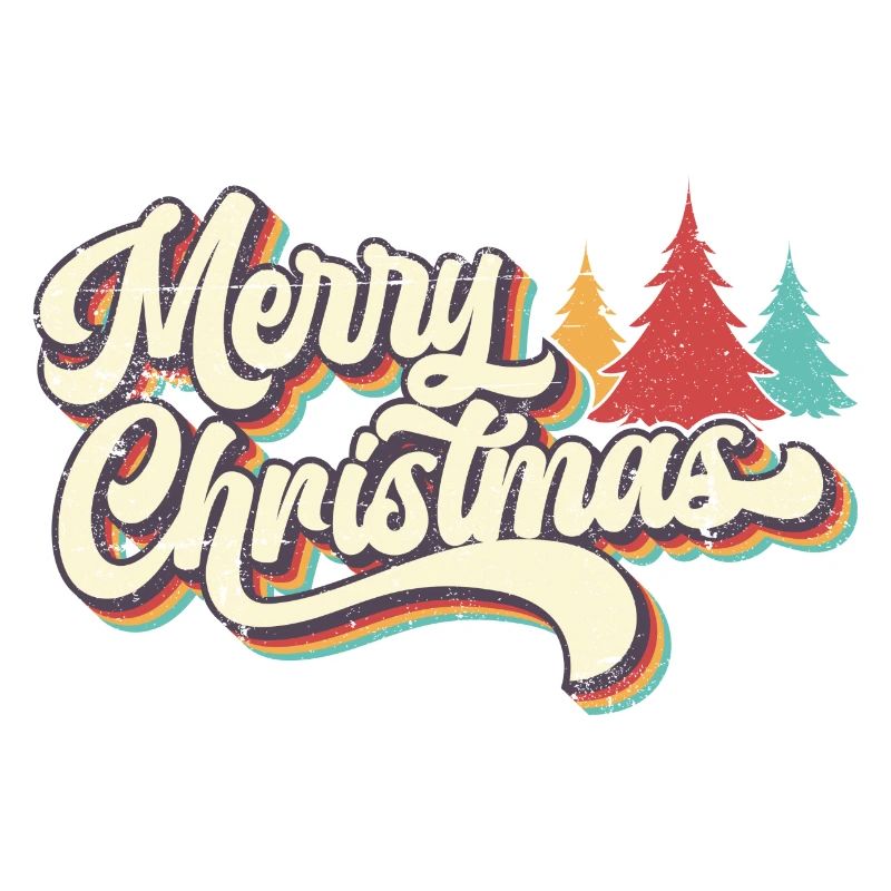 Retro Frohe Weihnachten Regenbogen Skript