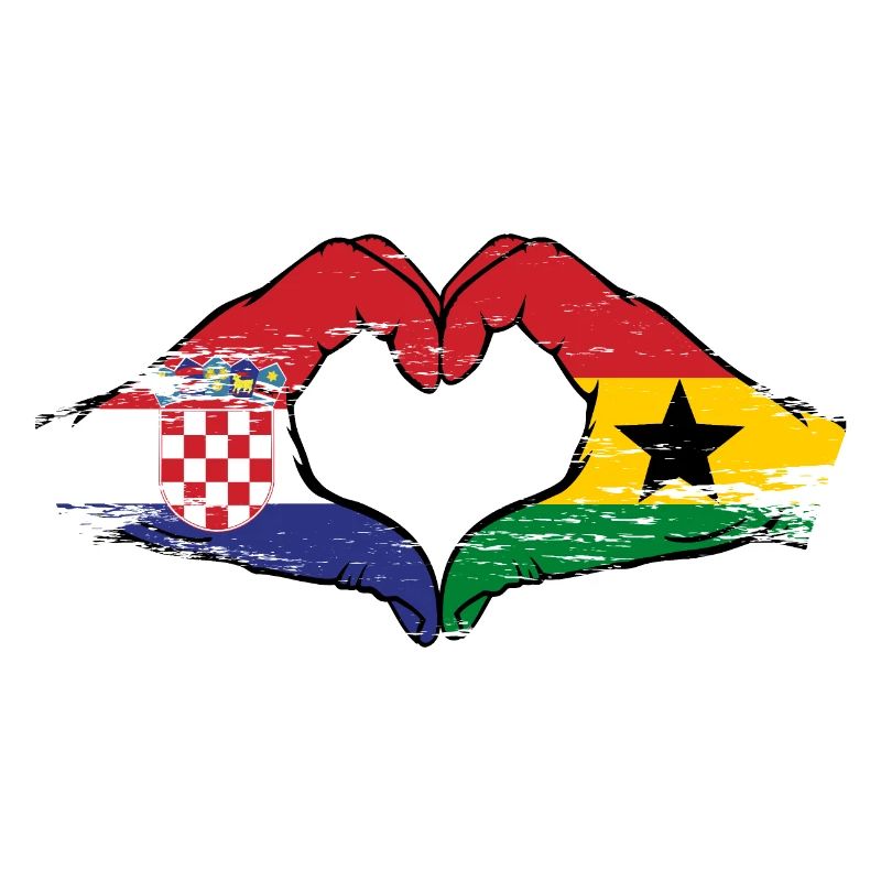 Croatie Ghana drapeau mains forme de coeur utilisé