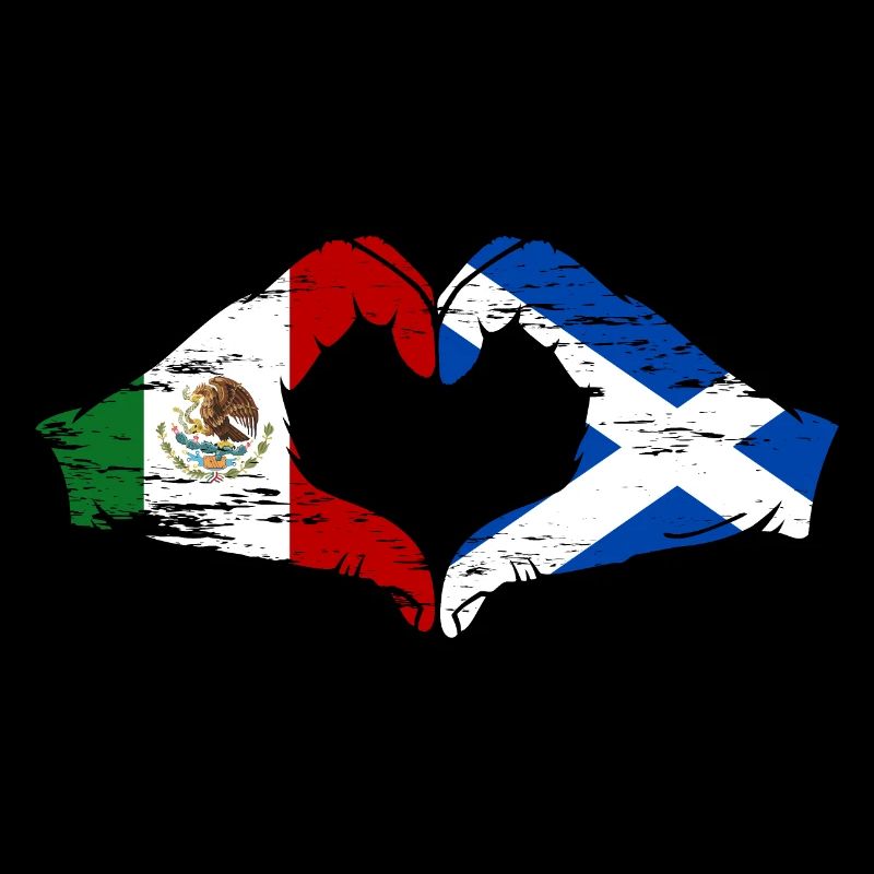 Mexique Ecosse Drapeau Mains Coeur Forme Utilisé