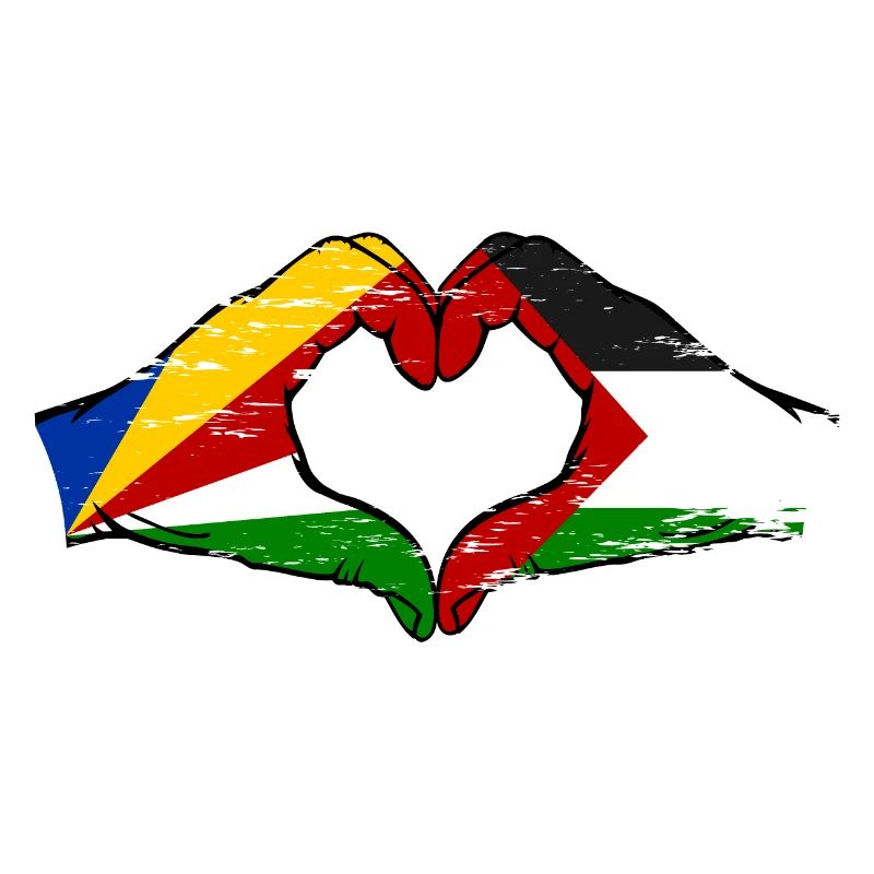 Seychelles Palestine Drapeau Mains Coeur Forme Utilisé