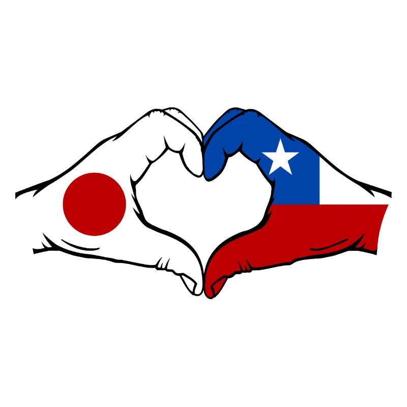 Japon Chili Drapeau Mains Coeur Forme