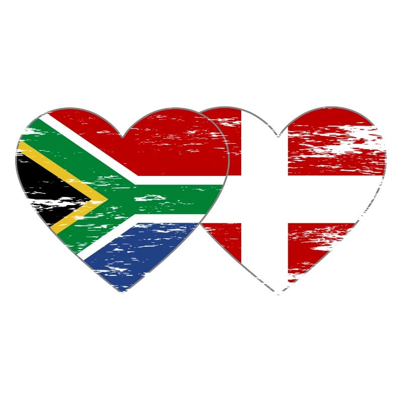 Afrique du Sud Drapeau Danemark forme de coeur utilisé