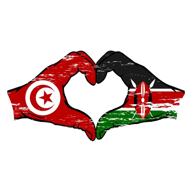 Tunisie Kenya drapeau mains coeur utilisé