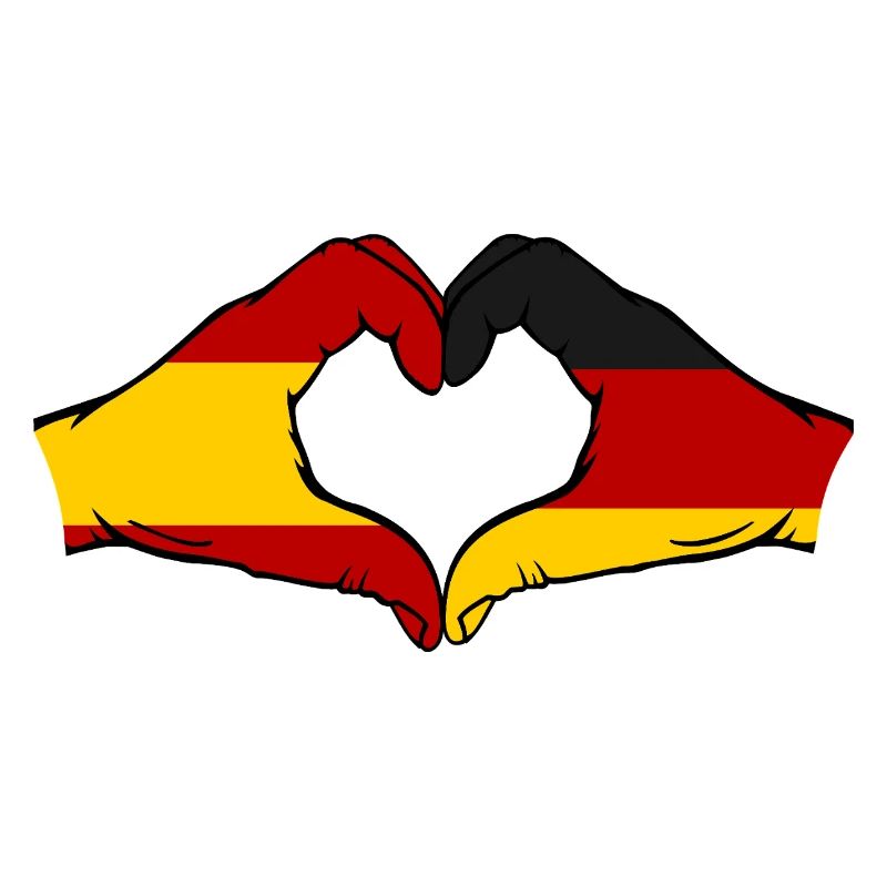 Spain Germany Flag Hands Heart